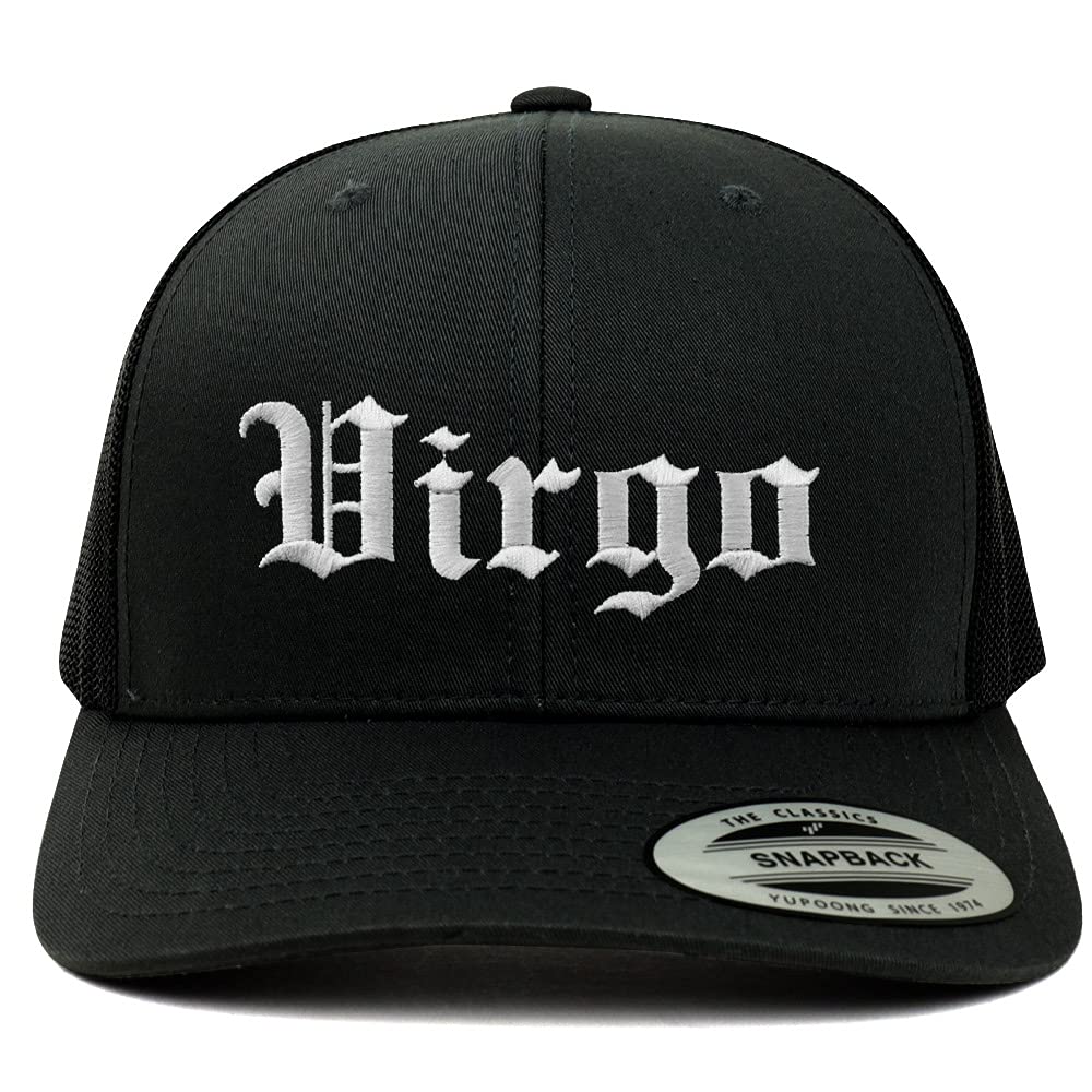 Trendy Apparel Shop Virgo Old English 6 Panel Trucker Mesh Cap