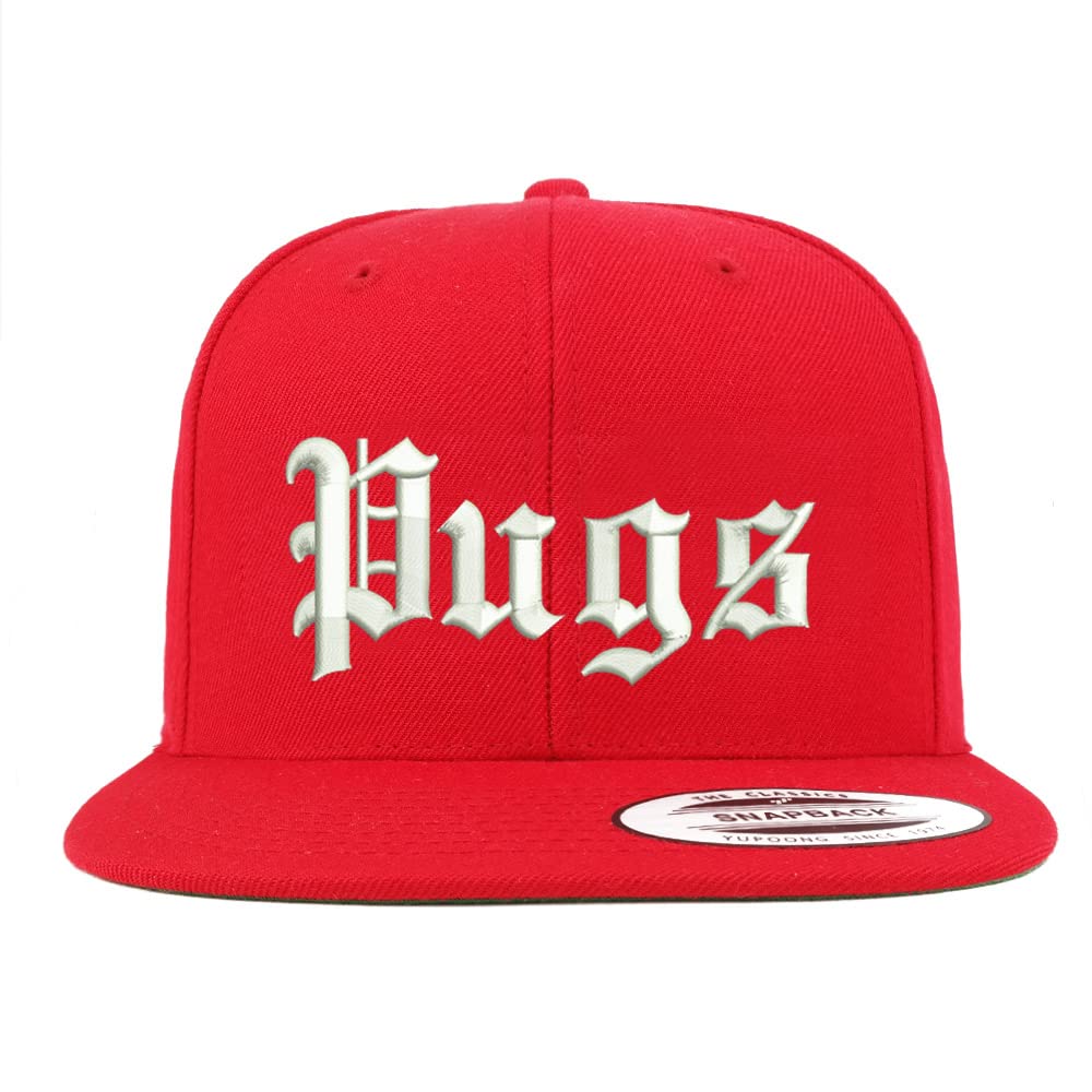 Trendy Apparel Shop Old English Pugs Embroidered Flatbill Snapback
