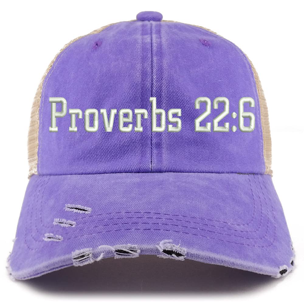 Trendy Apparel Shop Proverbs 22: 6 Frayed Bill Trucker Mesh Back Cap