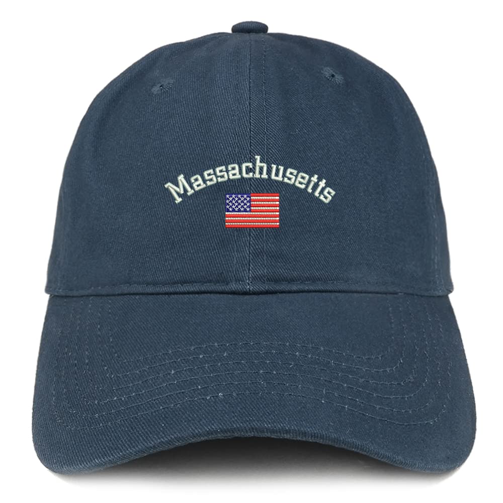 Trendy Apparel Shop Massachusetts USA Flag Low Profile Soft Cotton Baseball Cap