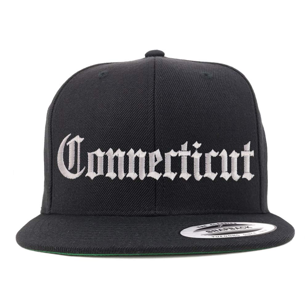 Trendy Apparel Shop Connectiut State Old English Embroidered Flatbill Snapback