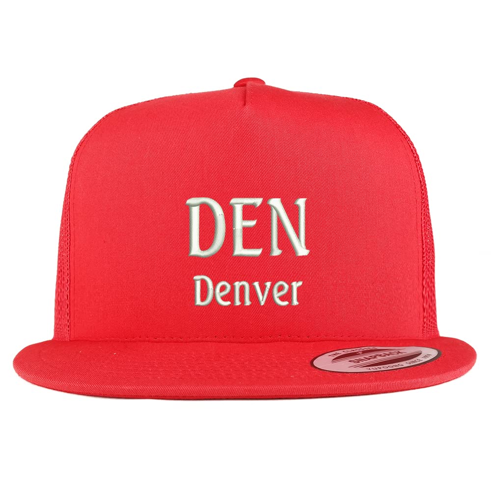 Trendy Apparel Shop DEN Denver Embroidered 5 Panel Flatbill Trucker Cap