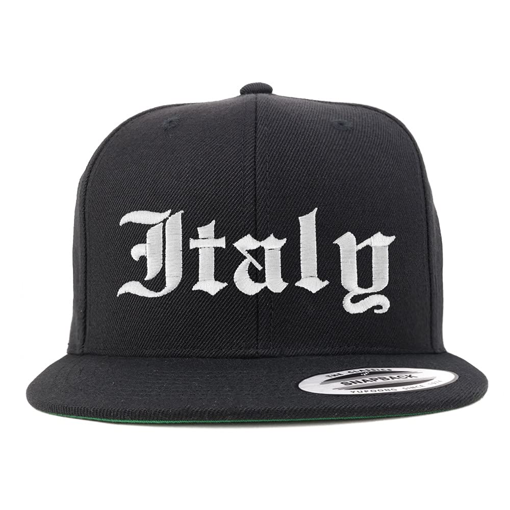 Trendy Apparel Shop Italy Old English Embroidered Flatbill Snapback