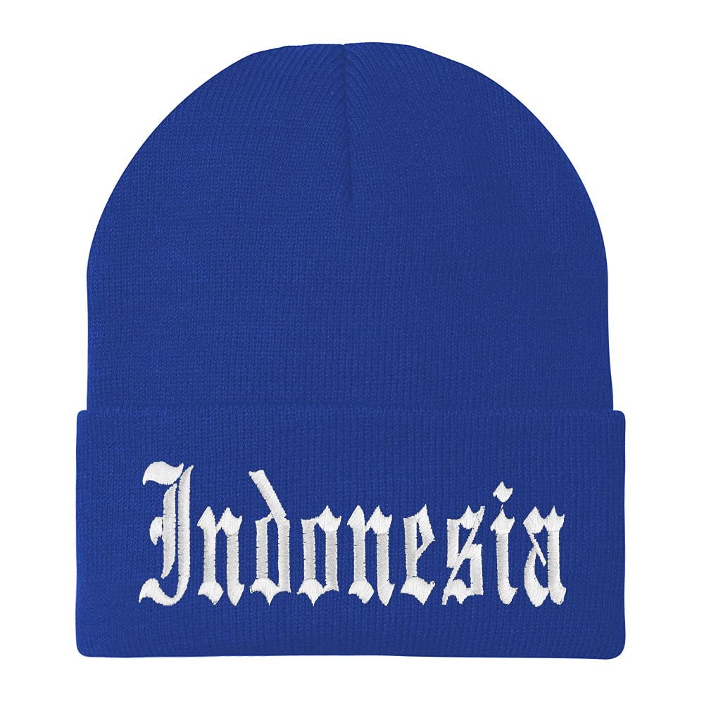Trendy Apparel Shop Indonesia Old English Embroidered Long Cuff Beanie