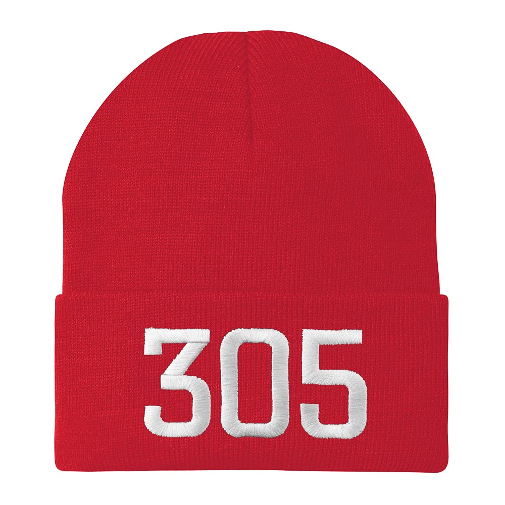 Trendy Apparel Shop Miami 305 Old English Embroidered Long Cuff Beanie