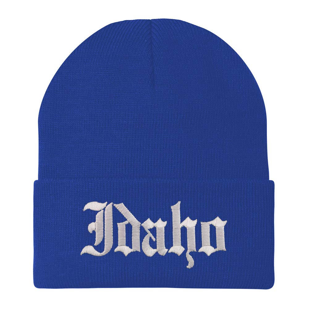 Trendy Apparel Shop Idaho State Old English Embroidered Long Cuff Beanie