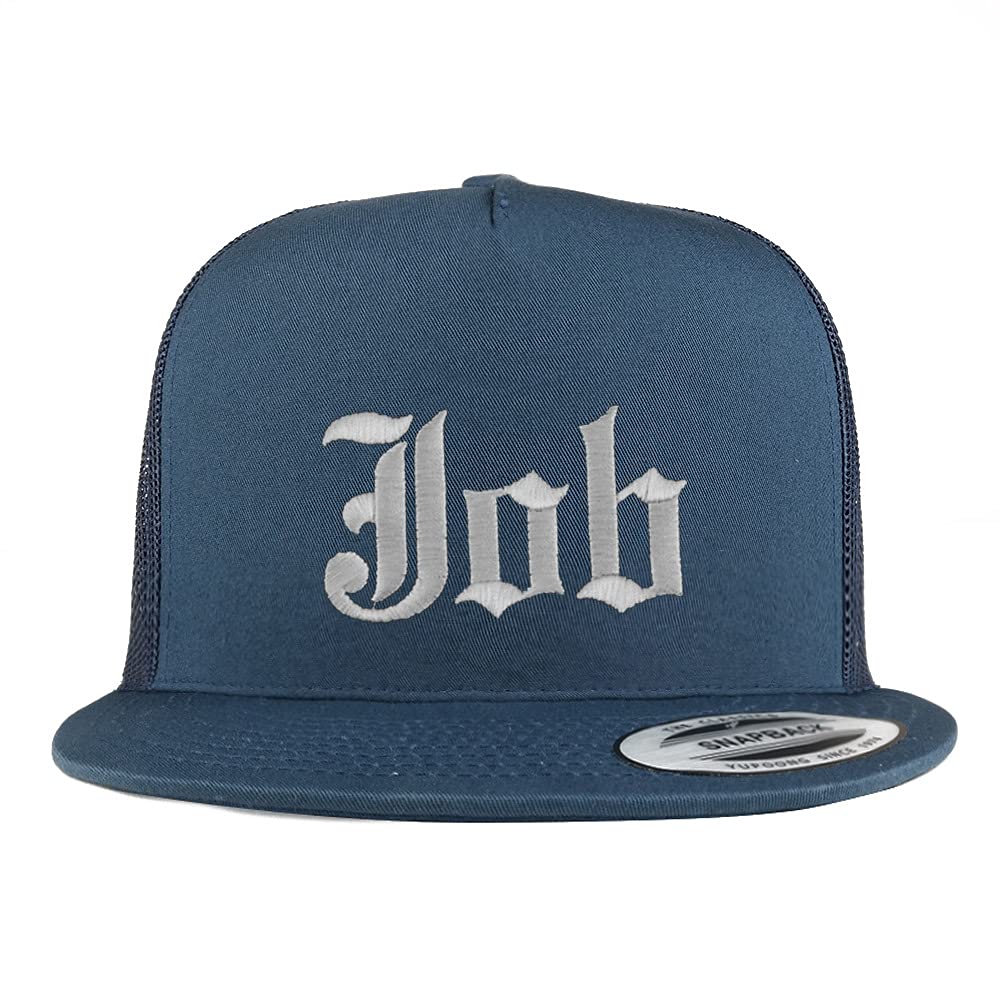 Trendy Apparel Shop Job Old English 5 Panel Flatbill Trucker Cap