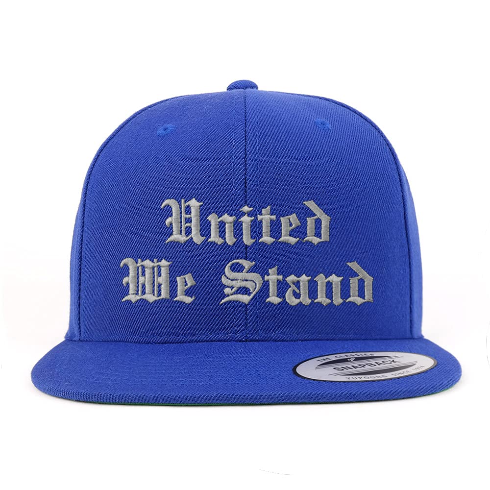 Trendy Apparel Shop United We Stand Old English Embroidered Flatbill Snapback