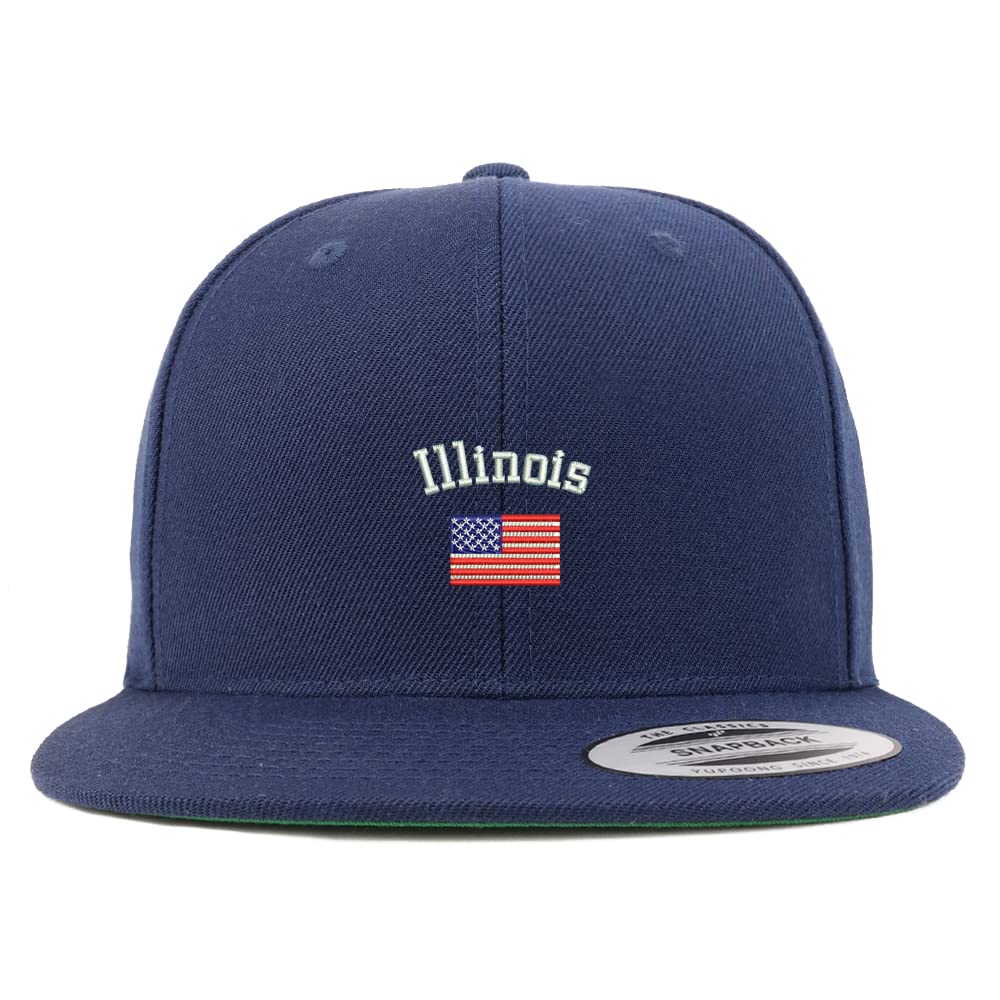 Trendy Apparel Shop Illinois USA Flag Embroidered Flatbill Snapback