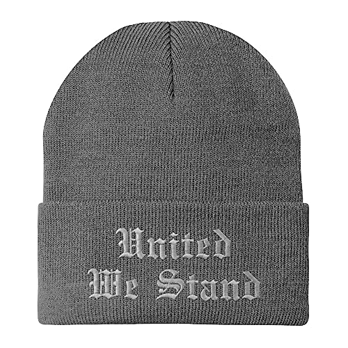 Trendy Apparel Shop United We Stand Old English Embroidered Long Cuff Beanie