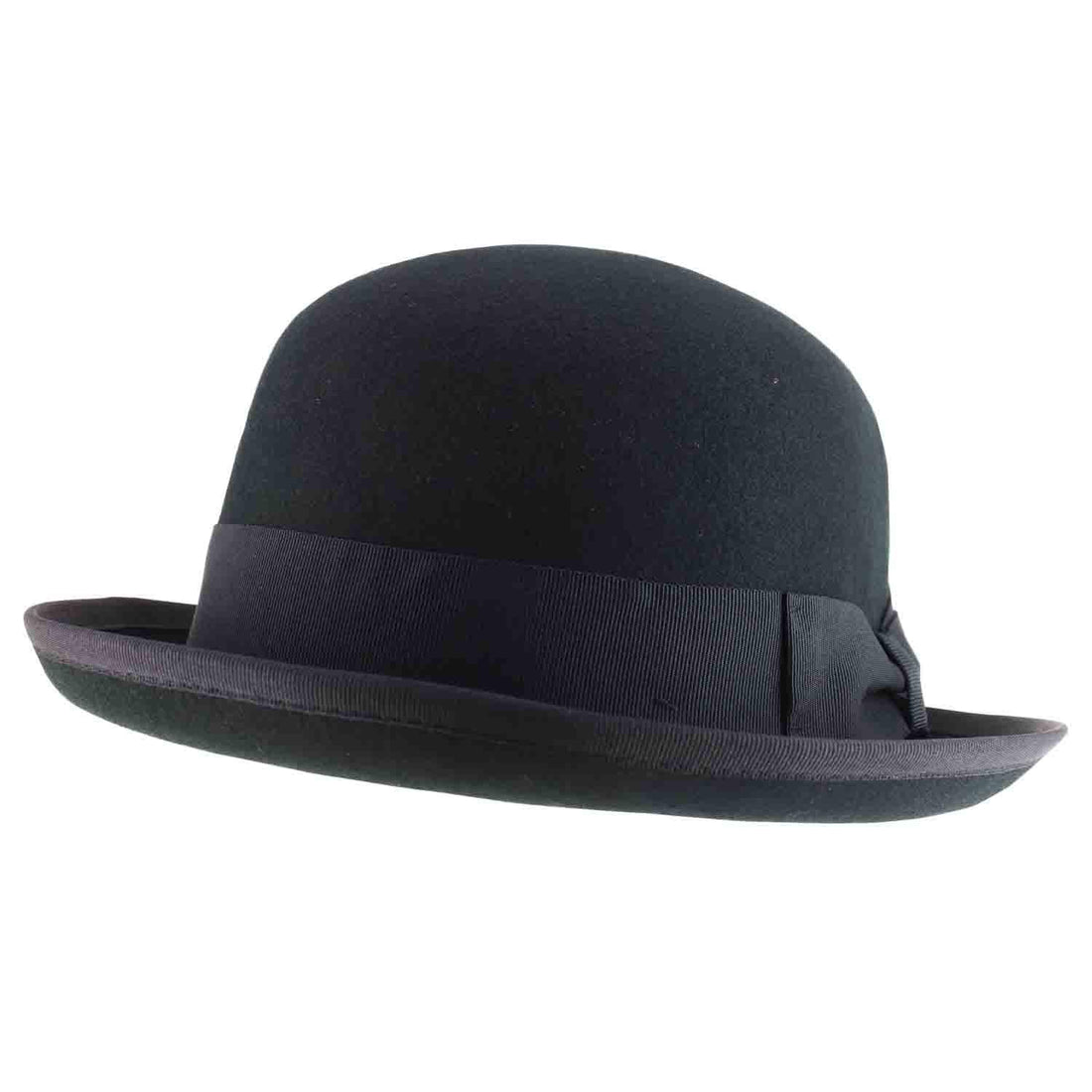 Trendy Apparel Shop Men's Wool Felt Upturn Brim Round Bowler Hat