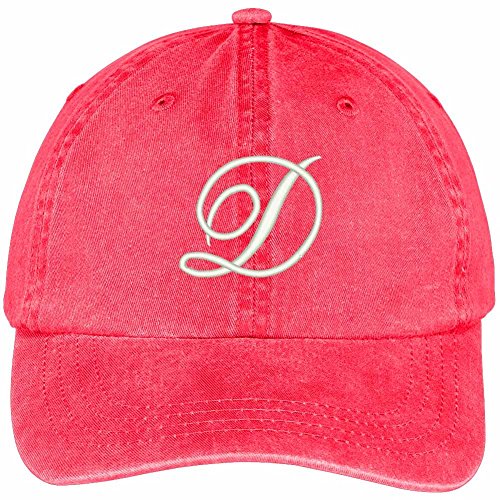 Trendy Apparel Shop Letter D Script Monogram Font Embroidered Washed Cotton Cap