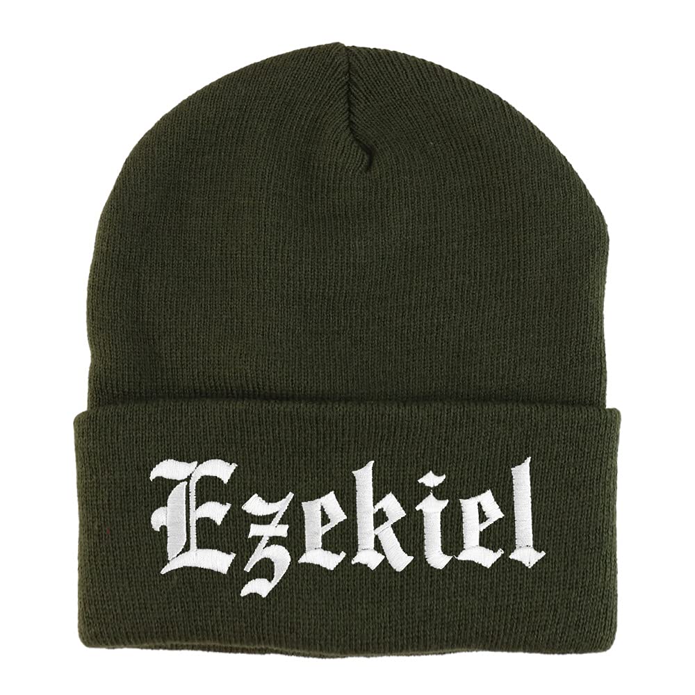 Trendy Apparel Shop Ezekiel Old English Embroidered Long Cuff Beanie