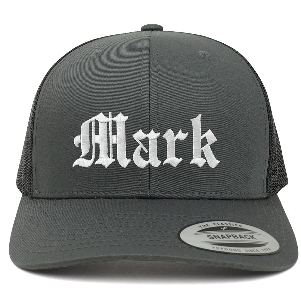 Trendy Apparel Shop Mark Old English 6 Panel Trucker Mesh Cap