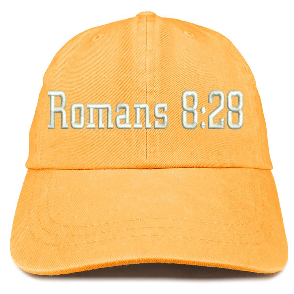 Trendy Apparel Shop Romans 8:28 Washed Pigment Dyed Baseball Cap