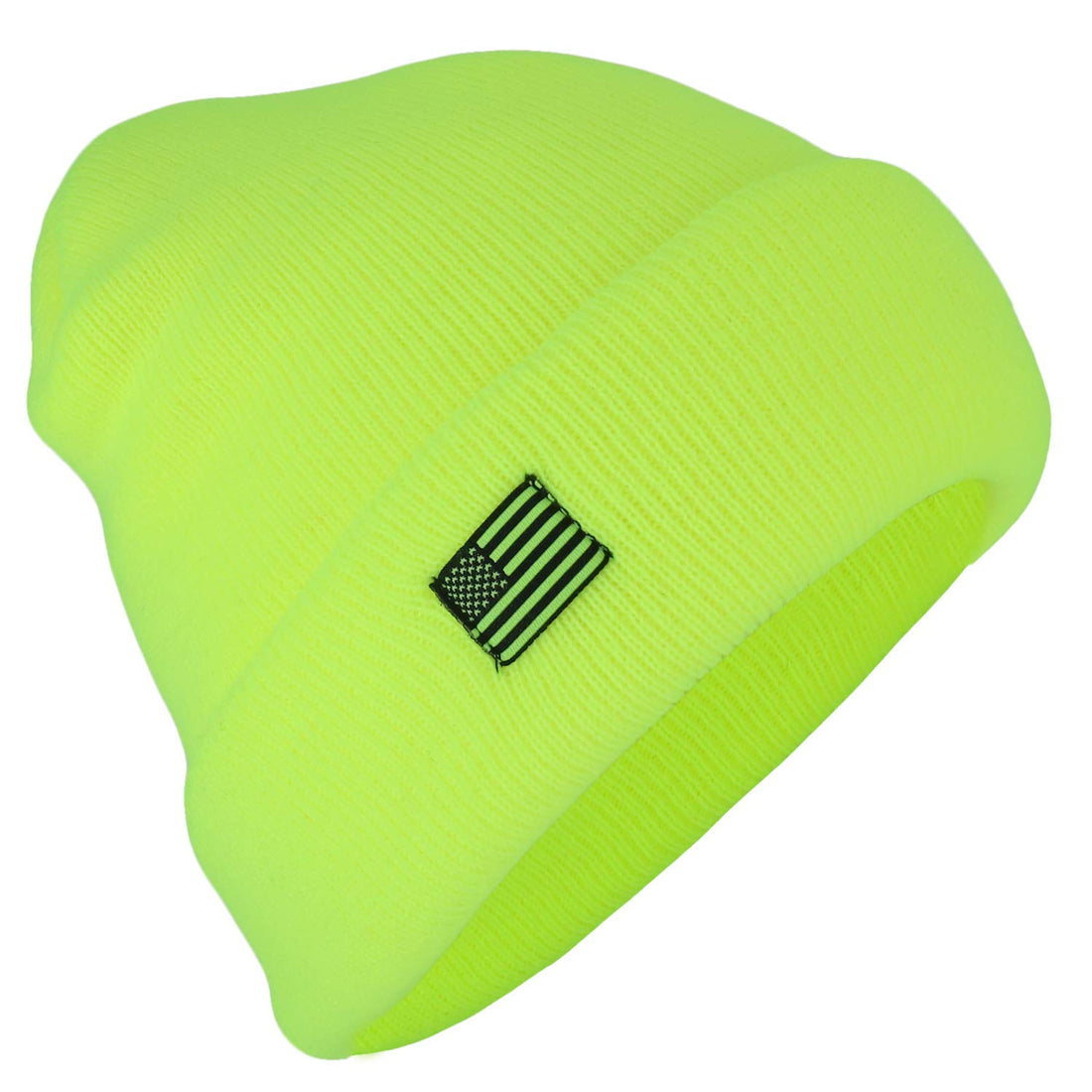 Trendy Apparel Shop Heavy Duty USA Flag Solid Cuffed Beanie with Thinsulate