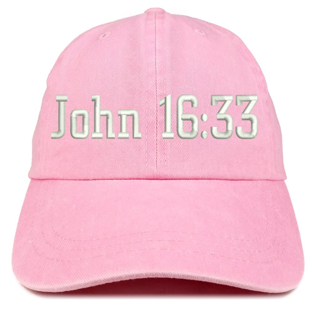 Trendy Apparel Shop John 16:33 Washed Pigment Dyed Baseball Cap