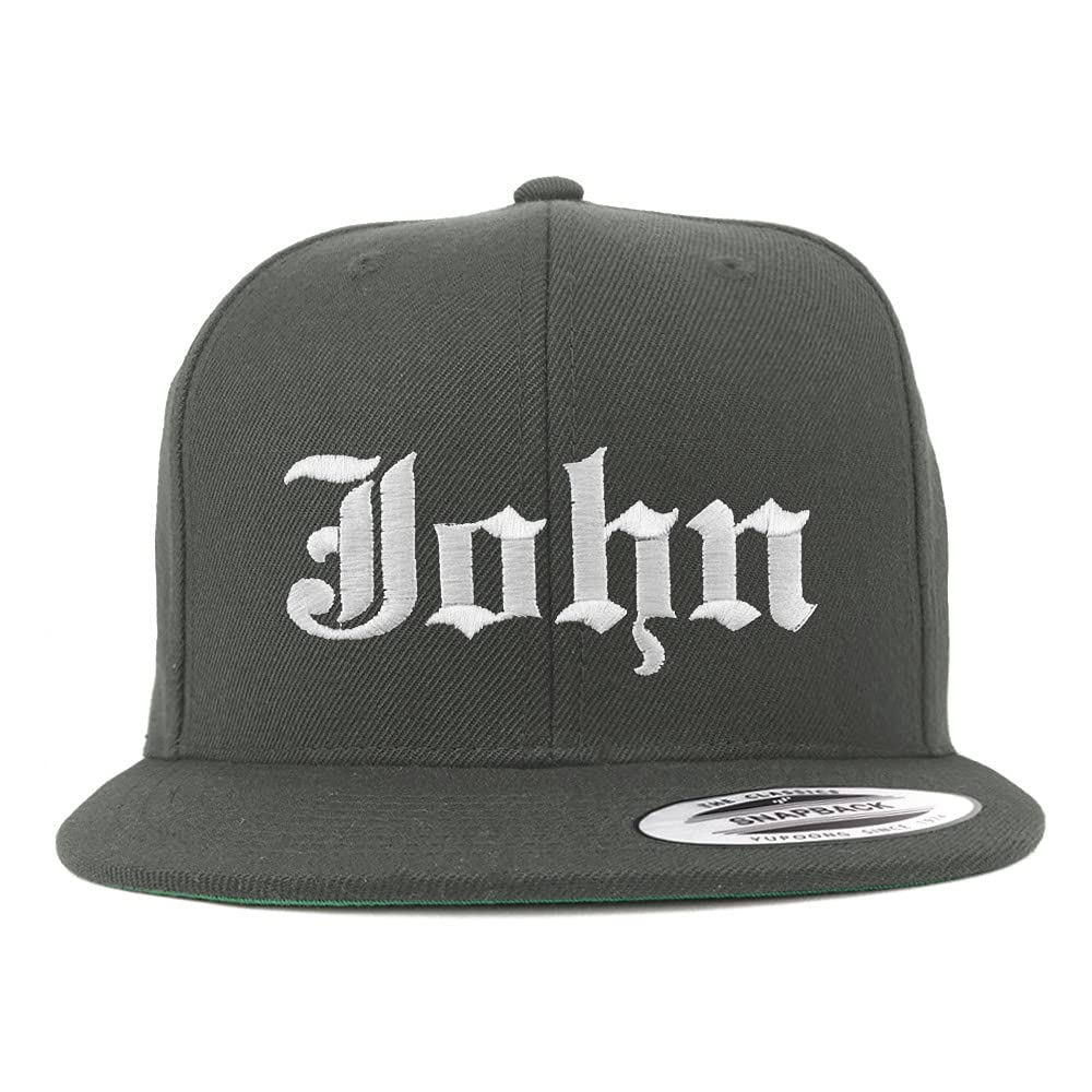 Trendy Apparel Shop John Old English Embroidered Flatbill Snapback