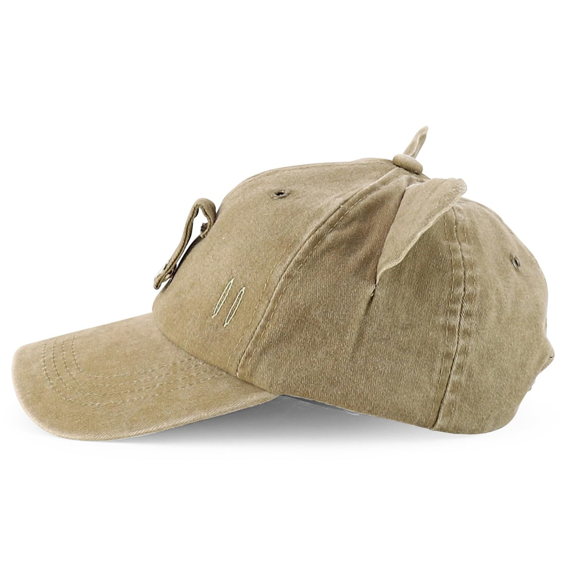 Trendy Apparel Shop Washed Cotton Cat Ear Baseball Cap with Sunglasses Holder