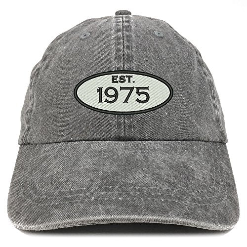 Trendy Apparel Shop Established 1975 Embroidered 49th Birthday Gift Pigment Dyed Washed Cotton Cap