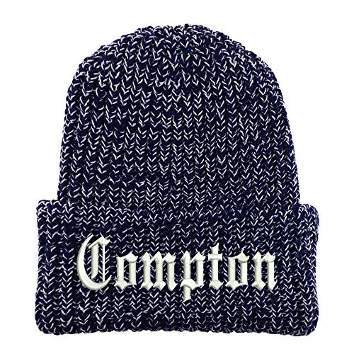 Trendy Apparel Shop Compton City Old English Long Cuffed Thick Ribbed Beanie