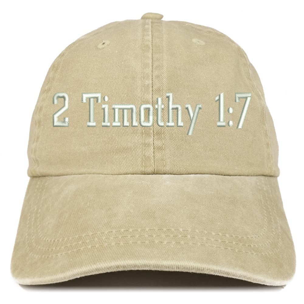 Trendy Apparel Shop 2 Timothy 1: 7 Washed Pigment Dyed Baseball Cap