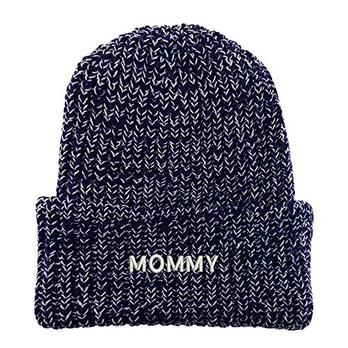Trendy Apparel Shop Mommy Embroidered Long Cuffed Thick Ribbed Knit Beanie