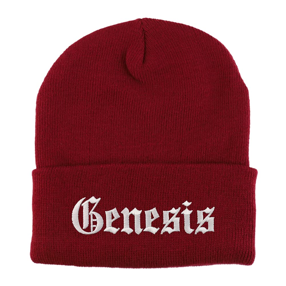 Trendy Apparel Shop Genesis Old English Embroidered Long Cuff Beanie