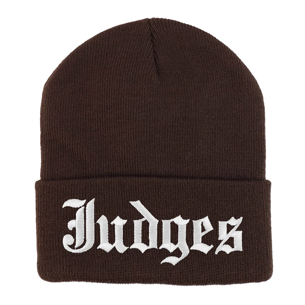 Trendy Apparel Shop Judges Old English Embroidered Long Cuff Beanie