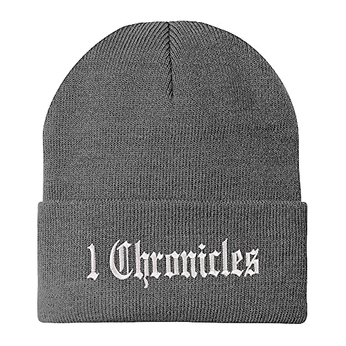 Trendy Apparel Shop 1 Chronicles Old English Embroidered Long Cuff Beanie