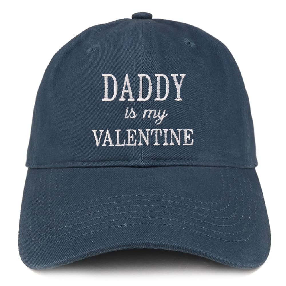 Trendy Apparel Shop Daddy is My Valentine Embroidered Low Profile Soft Cotton Baseball Cap