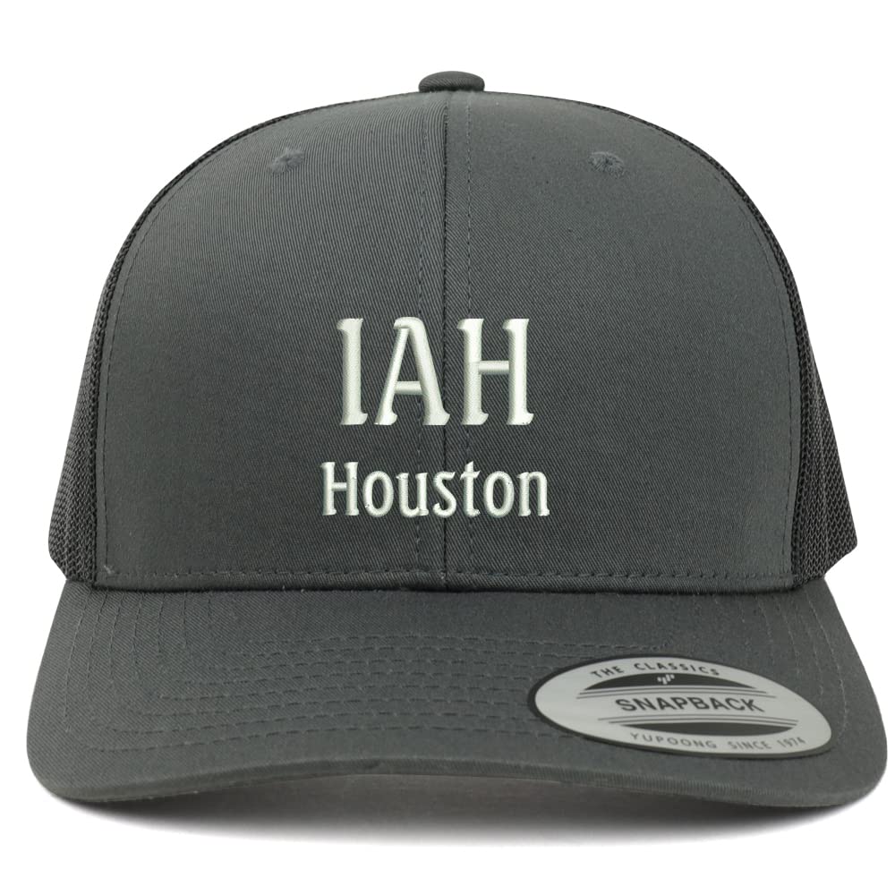 Trendy Apparel Shop IAH Houston Embroidered Retro Fit Trucker Mesh Cap