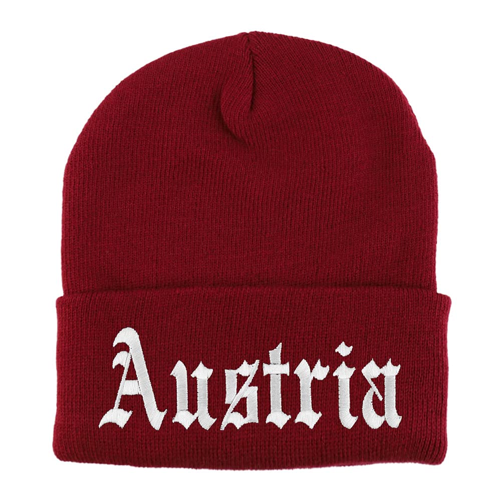Trendy Apparel Shop Austria Old English Embroidered Long Cuff Beanie