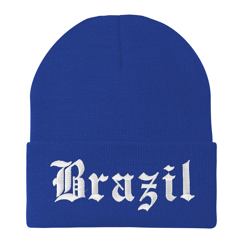 Trendy Apparel Shop Brazil Old English Embroidered Long Cuff Beanie