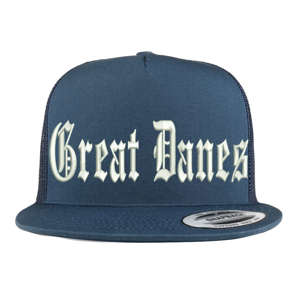 Trendy Apparel Shop Old English Great Danes 5 Panel Flatbill Trucker Cap