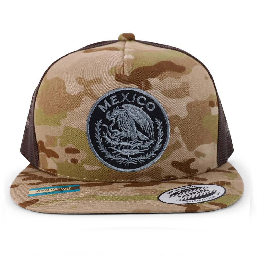 Trendy Apparel Shop Circular Mexico Patch 5 Panel Flatbill Trucker Cap