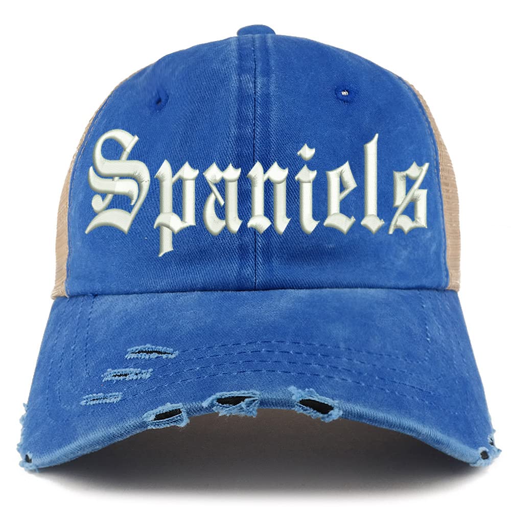 Trendy Apparel Shop Old English Spaniels Frayed Bill Trucker Mesh Back Cap