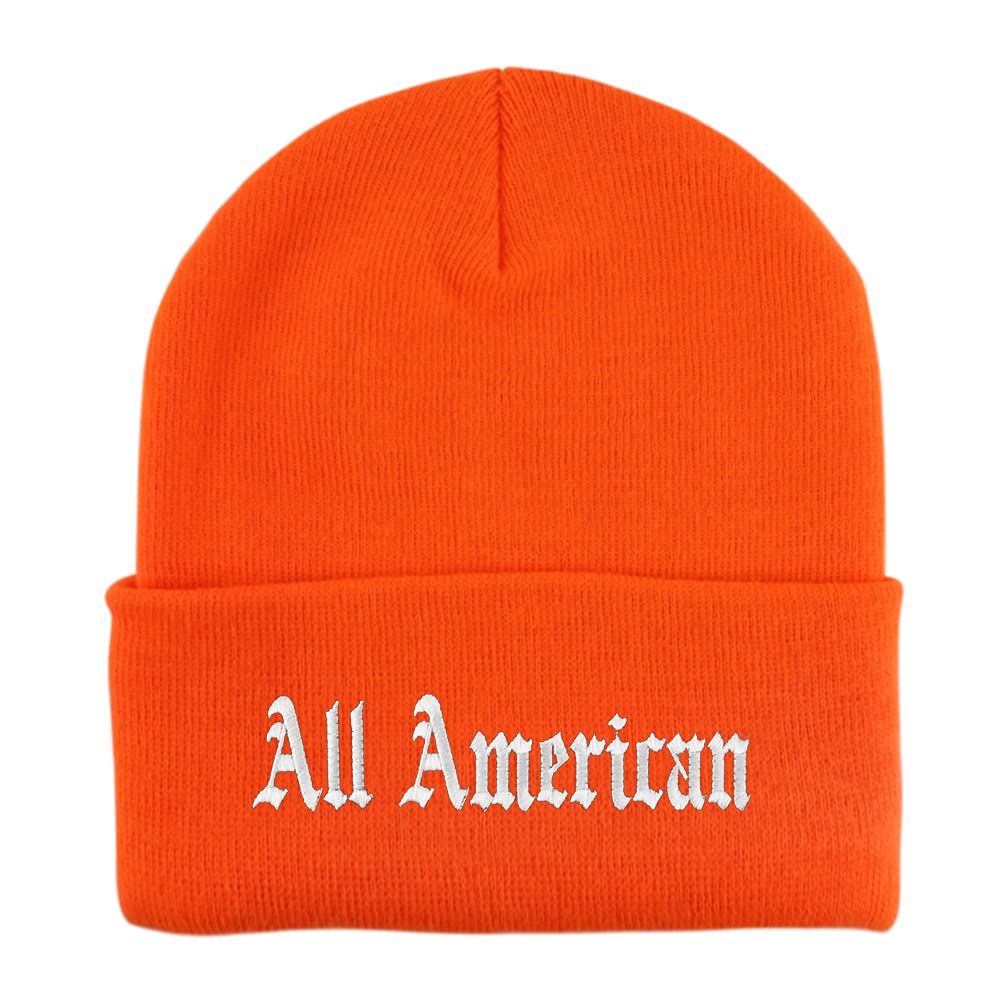 Trendy Apparel Shop All American Old English Embroidered Long Cuff Beanie