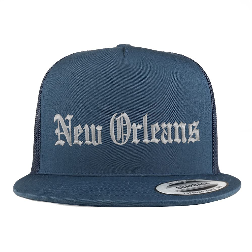 Trendy Apparel Shop New Orleans Old English 5 Panel Flatbill Trucker Cap