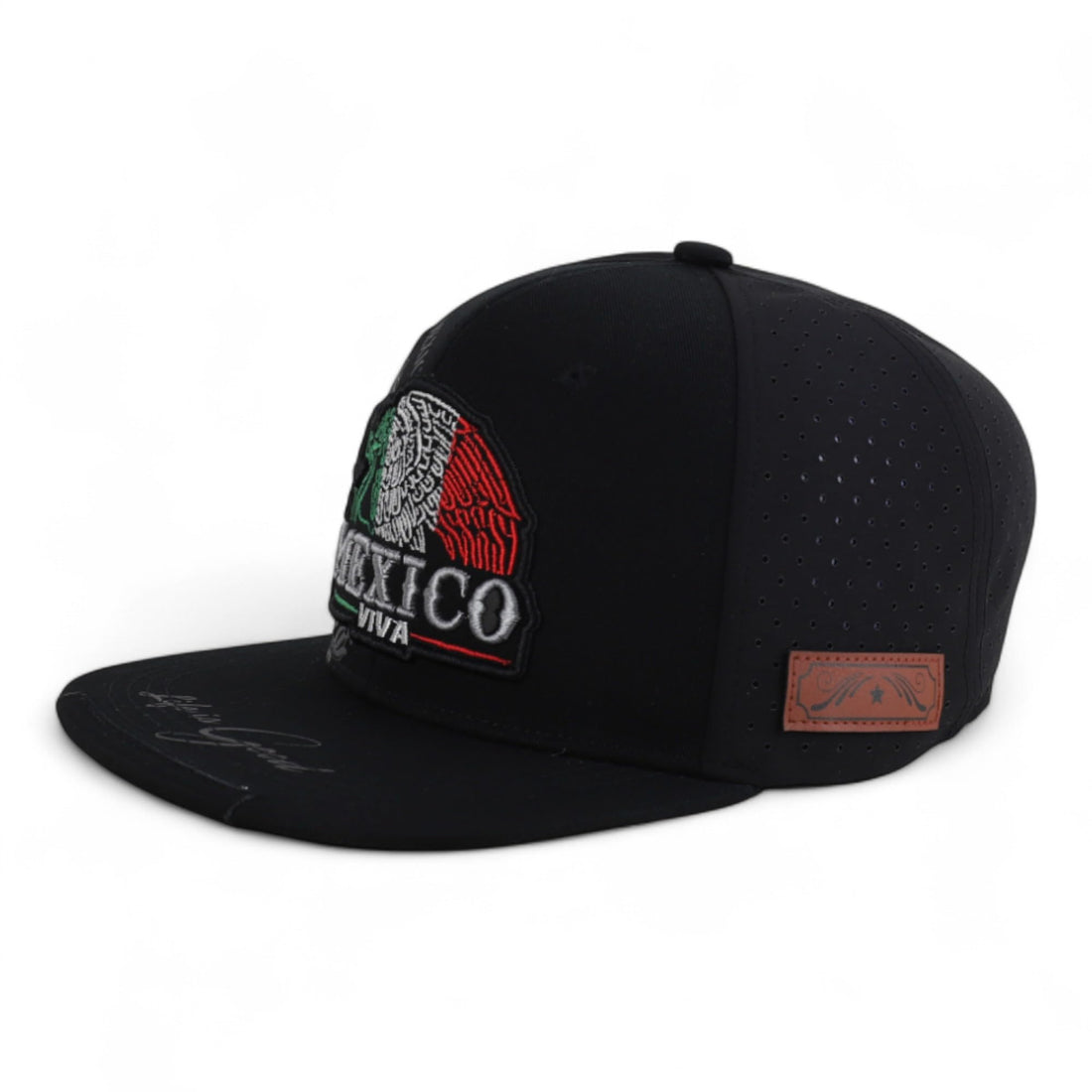 Trendy Apparel Shop Mexico Eagle Embroidered Laser Punching Mesh Back Flatbill Snapback Cap