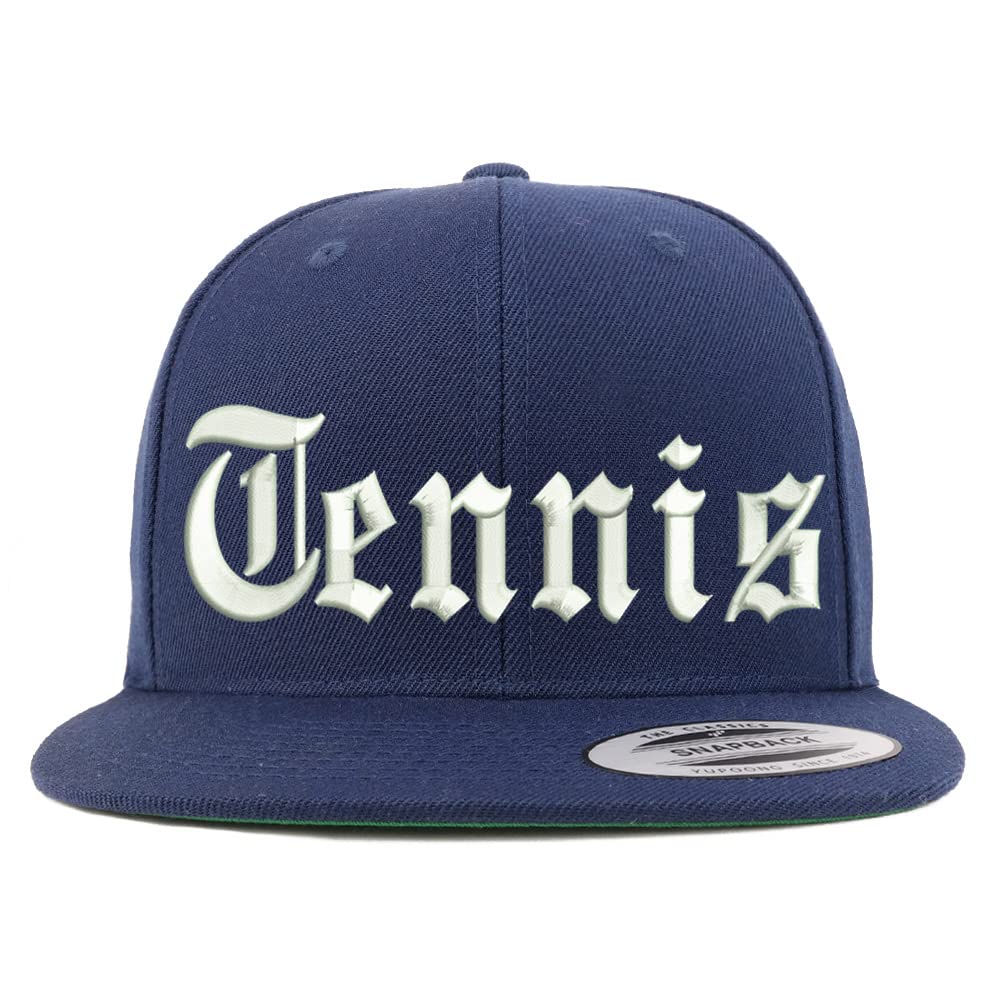 Trendy Apparel Shop Old English Tennis Embroidered Flatbill Snapback