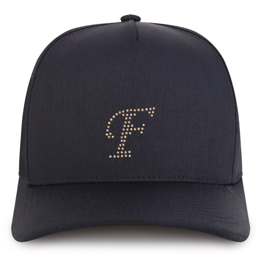Trendy Apparel Shop Letter F Rhinestone Patch 5 Panel Cotton Baseball Cap