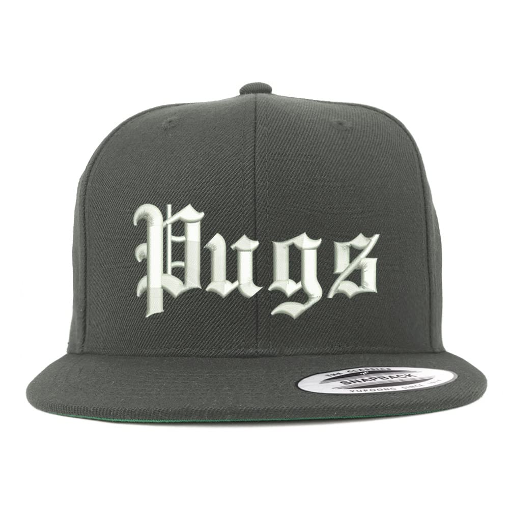 Trendy Apparel Shop Old English Pugs Embroidered Flatbill Snapback