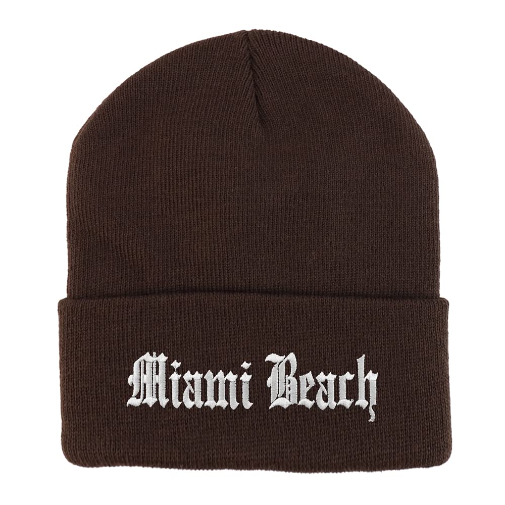 Trendy Apparel Shop Miami Beach Old English Embroidered Long Cuff Beanie