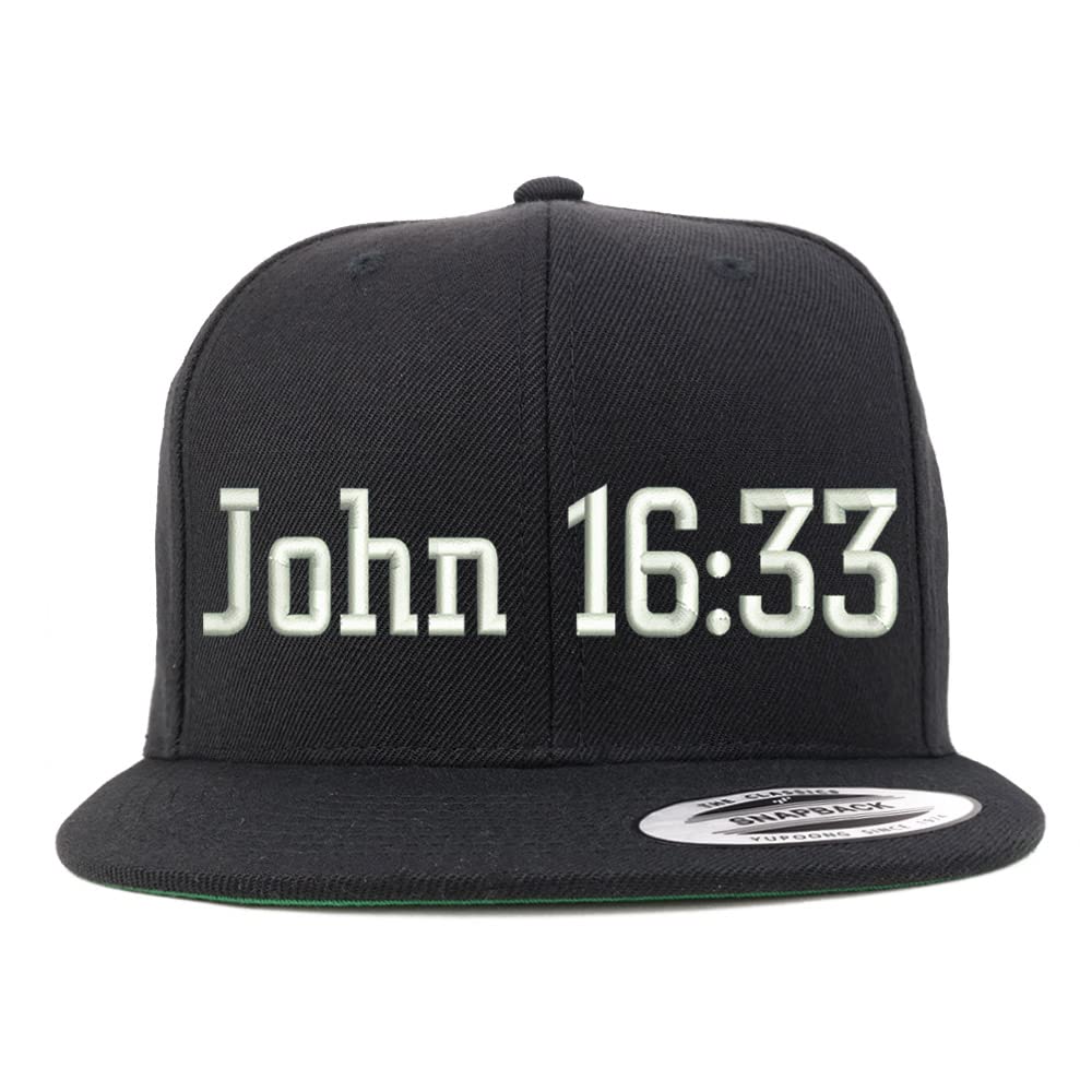 Trendy Apparel Shop John 16:33 Embroidered Flatbill Snapback