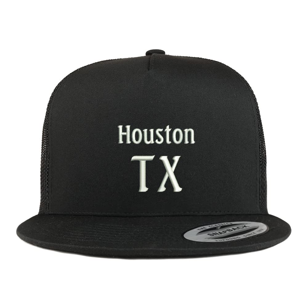 Trendy Apparel Shop Houston TX Embroidered 5 Panel Flatbill Trucker Cap