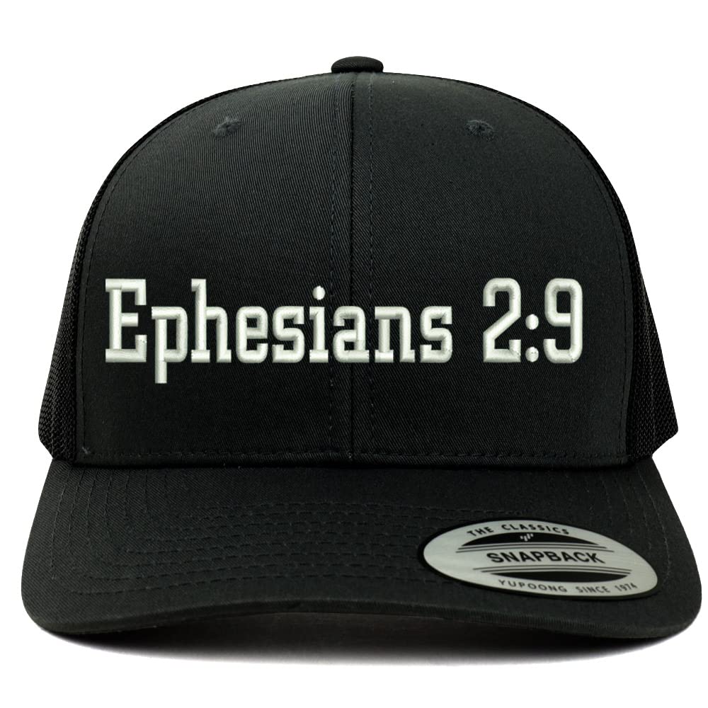 Trendy Apparel Shop Ephesians 2:9 6 Panel Trucker Mesh Cap