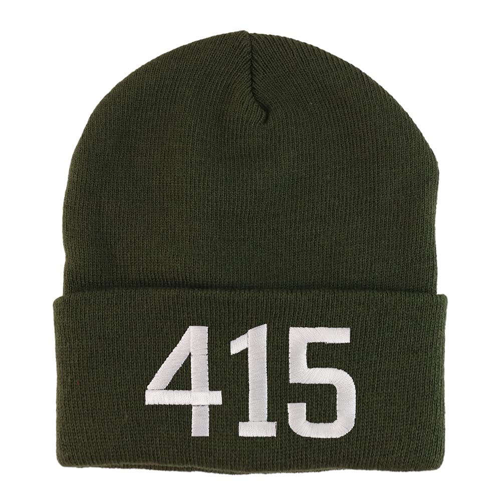 Trendy Apparel Shop 414 San Francisco CA Old English Embroidered Long Cuff Beanie