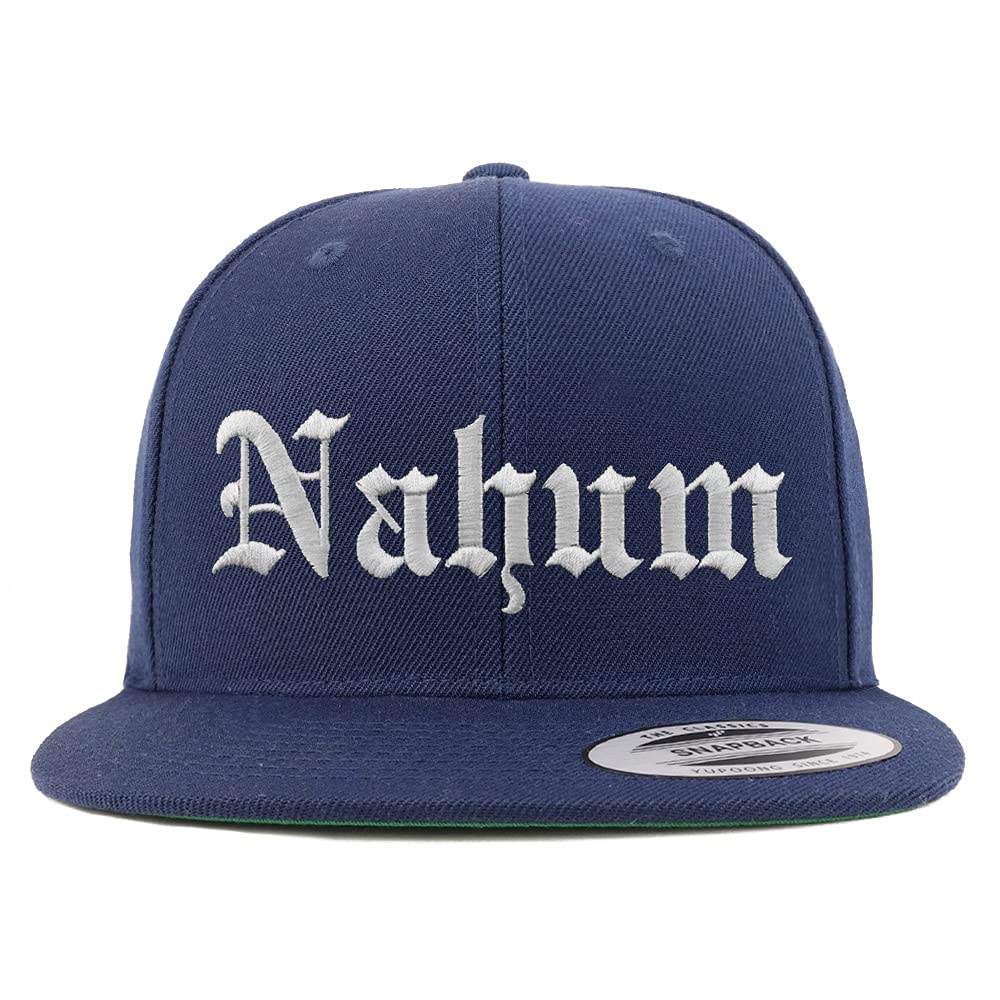 Trendy Apparel Shop Nahum Old English Embroidered Flatbill Snapback