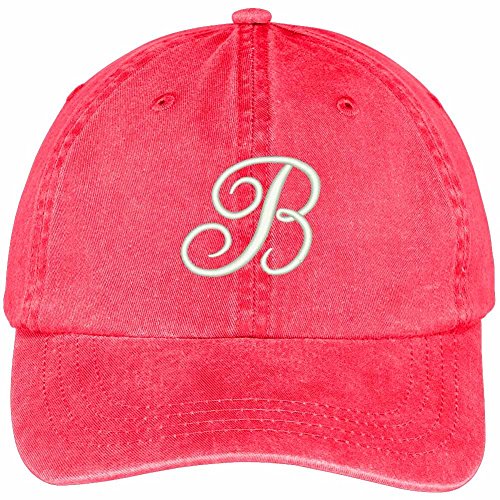 Trendy Apparel Shop Letter B Script Monogram Font Embroidered Washed Cotton Cap